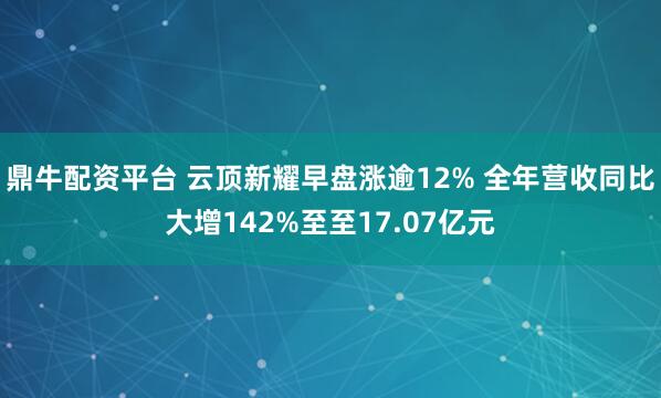 鼎牛配资平台 云顶新耀早盘涨逾12% 全年营收同比大增142%至至17.07亿元